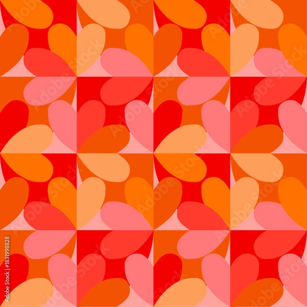 Obraz Delightful seamless pattern with dual-colored hearts, perfect for Valentine’s Day and romantic occasions. Ideal for textiles, gift wrap, banners, love-themed graphics, and sweet decorative projects.