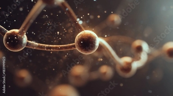 Obraz Abstract representation of molecular structure in a warm color palette