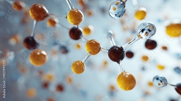 Obraz Molecular Structure Visualization with Spherical Elements and Interconnections