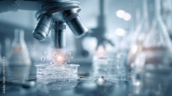 Obraz Innovative laboratory setup displaying a microscope, research environment