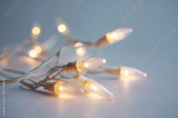 Obraz Warm White Christmas String Lights Isolated