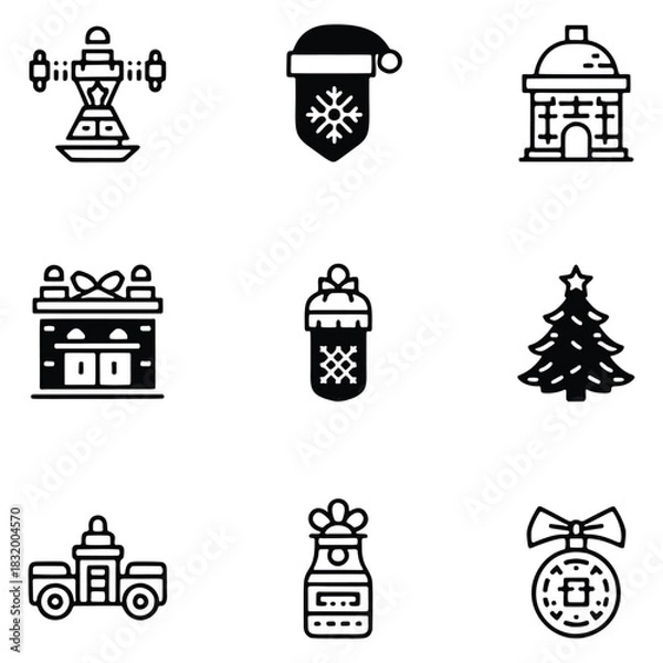Obraz Comprehensive Set of Vector Icons for Winter Holidays and Christmas Festivities