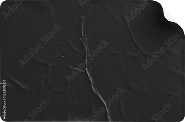 Fototapeta Black Sticker Top-Right Curl with Creases isolated on transparent background