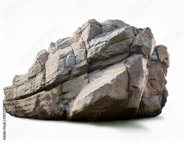 Fototapeta rugged stone rock formation with small fissures and weathered surface geological texture isolated on white background