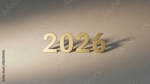 Fototapeta New Year 2025 numbers placed on elegant neutral background