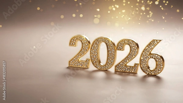 Fototapeta New Year 2026 numbers placed on elegant neutral background