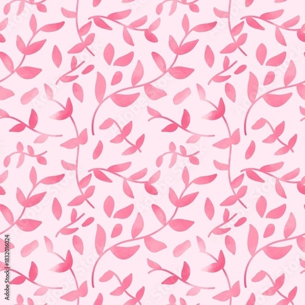 Obraz Seamless Watercolor pink Leaves Pattern Background