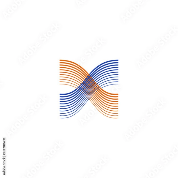 Fototapeta letter X initial crossing logo icon vector template