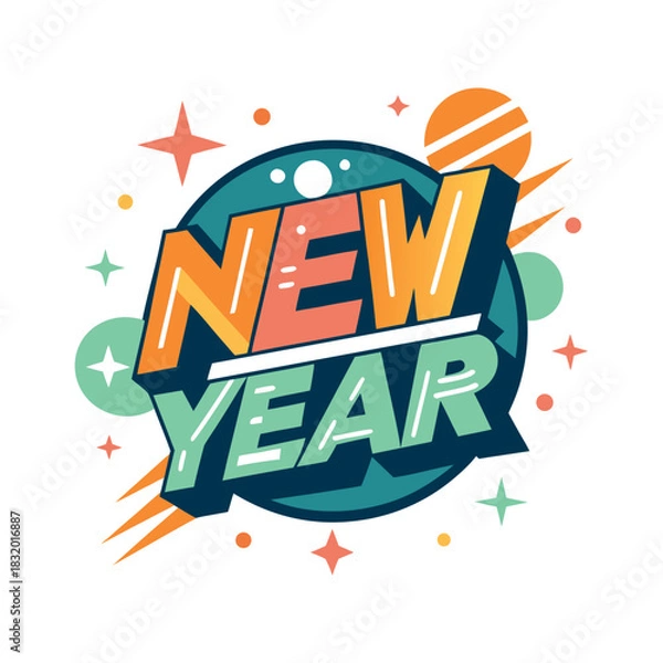 Fototapeta new year typograpy logo