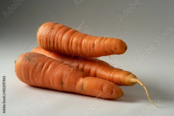 Fototapeta Unusual twisted carrot isolated on white background