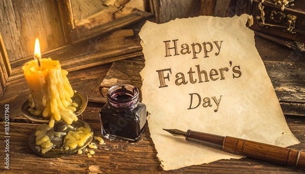 Fototapeta Happy Father's Day A Nostalgic Celebration of Fatherhood with Vintage Charm and Elegance