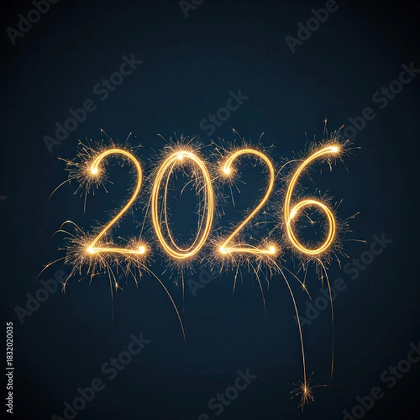 Fototapeta 2026 formed by sparkler light on deep navy background