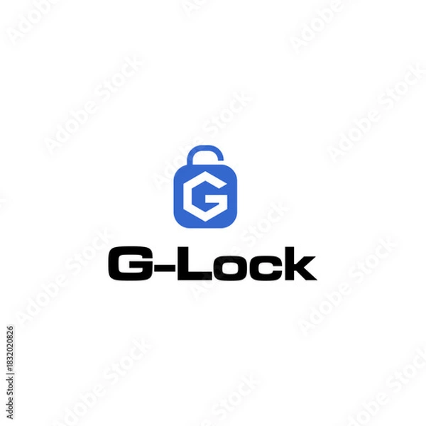 Fototapeta G lock initial logo icon vector template