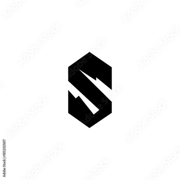 Fototapeta letter S initial with mountain logo icon vector template