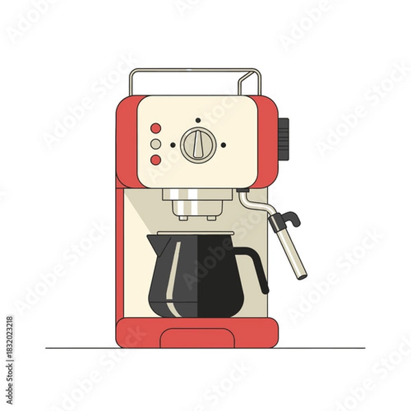 Fototapeta Stylized coffee machine illustration showcasing a minimalist aesthetic and playful design for