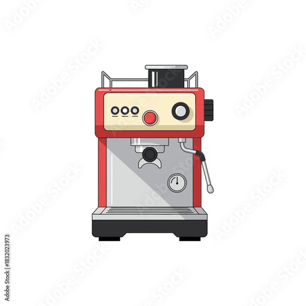 Fototapeta Stylish red espresso machine rendering for professional gourmet coffee creation at home or cafe use