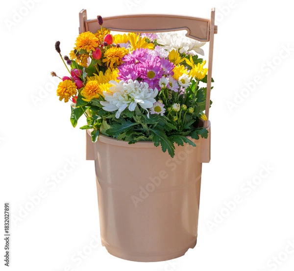Fototapeta お墓に供える供花の入った手桶