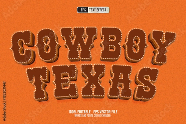 Obraz Cowboy Texas Wild West Text Effect