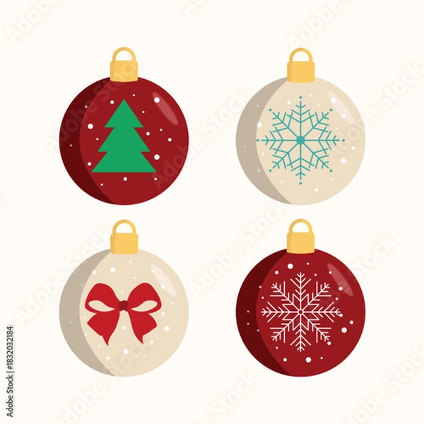 Obraz Vector set Christmas Ball Glitter Collection