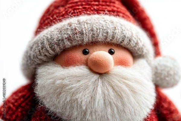 Fototapeta 3D model Santa Claus helper, closeup object. Isolated on white background. Christmas and New Year celebration