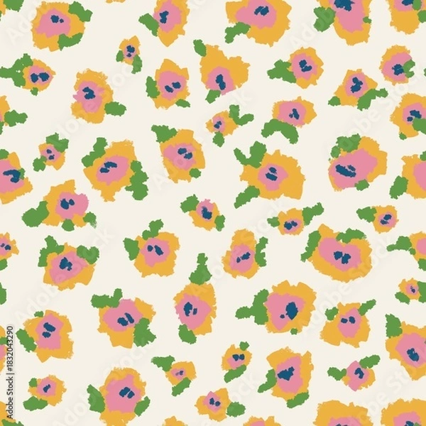 Obraz seamless pattern with flowers and leaves 