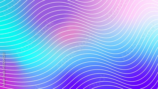 Fototapeta Blue purple pink abstract vector background with wavey lines for wab banner, cover, poster, backdrop.	