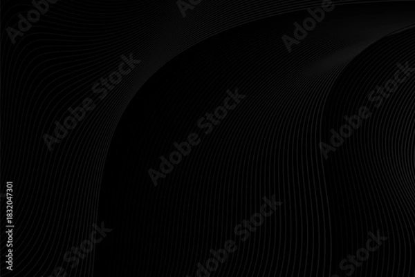 Fototapeta Black wavy lines abstract background minimal subtle pattern texture