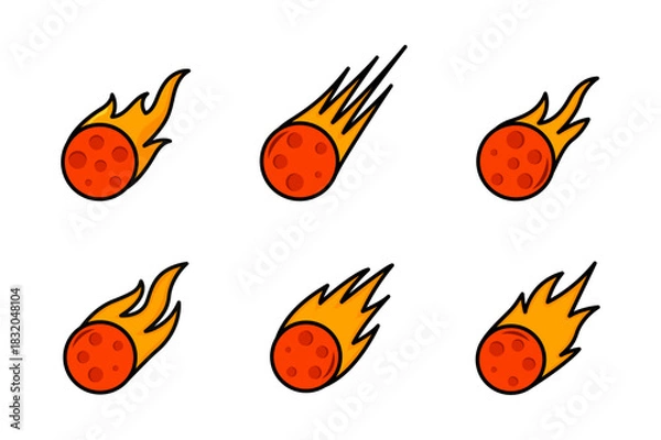 Fototapeta Fiery Space Objects Icons set