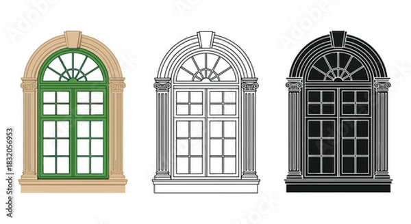Obraz Find arched window designs architectural window illustration