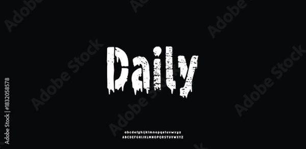 Obraz Modern brush Font. Hand Made Brush Typeface. Vector Stock Illustration. Brush stroke Alphabet. Typography for scary headlines and horror movie scenarios