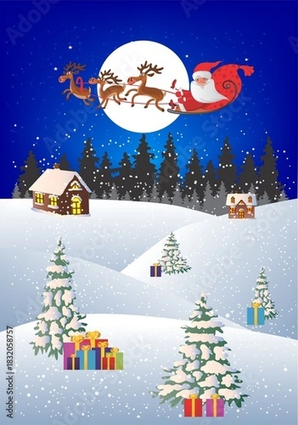 Fototapeta Composition with Santa Claus and Christmas presents
