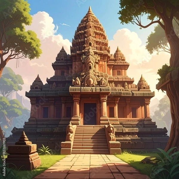 Obraz Majestic Angkor Temple - A Spiritual Journey Through Ancient Architecture.