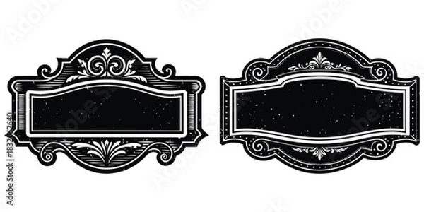 Obraz Vintage blank signboard in black and white, retro style, distressed texture, for café wall décor, highly detailed