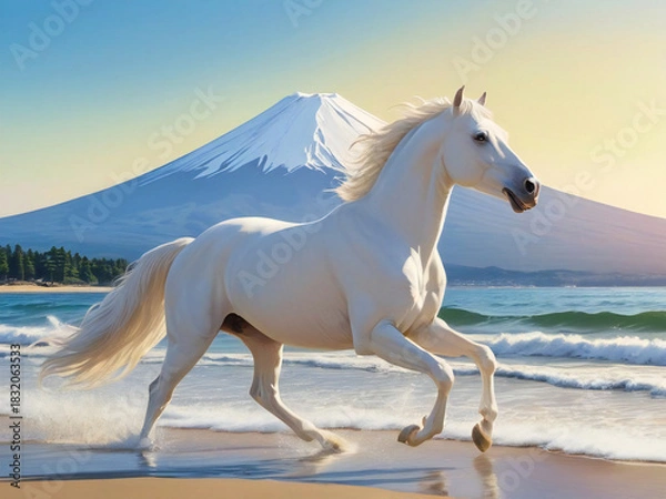 Fototapeta A thoroughbred sprinting at full speed.