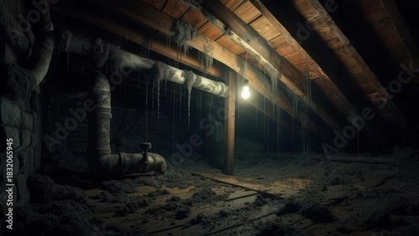 Obraz Dark attic interior