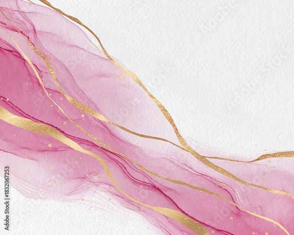 Obraz 墨絵（桃・金）_sumi-fluid_momo_6