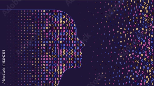 Obraz Big data and AI Concept. Machine learning algorithm visualization, colorful digital database analysis and science vector concept illustration