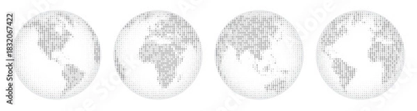 Obraz Vector illustration of a planet earth globe textured with binary code, Digital world, global data technology network. Spherical map design. Communication tech, cyber intelligence,