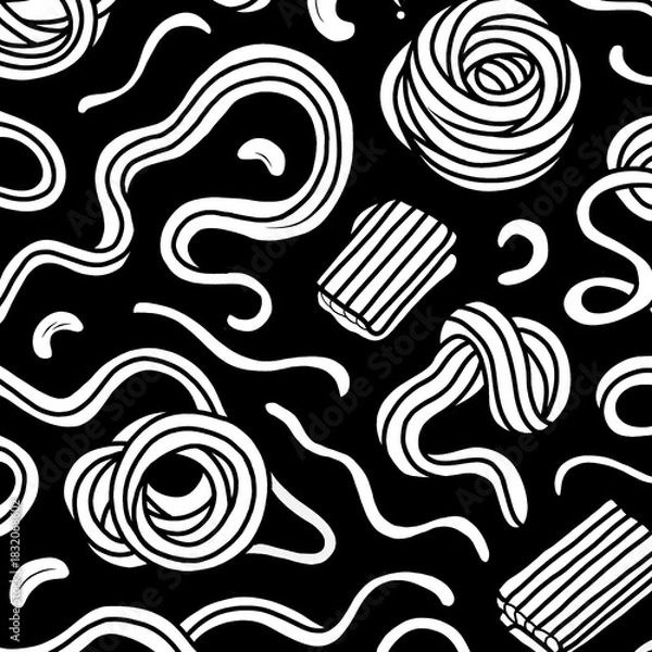 Fototapeta black and white seamless pattern