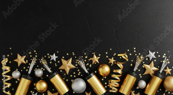 Obraz Festive celebration composition with confetti poppers and decorations