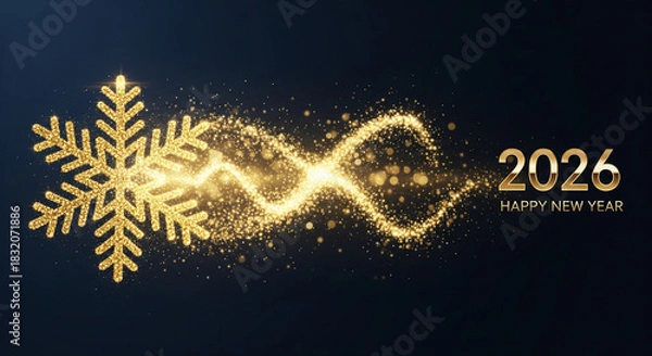 Obraz Glittering new years greeting with snowflake element