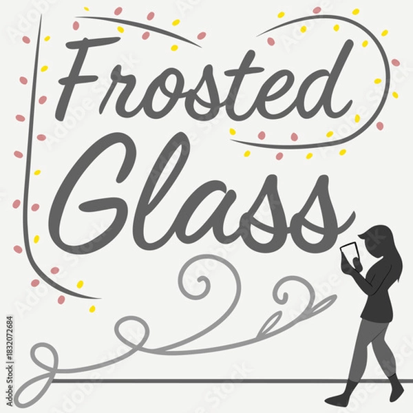 Obraz Frosted glass lettering with a silhouette of a person using a smartphone