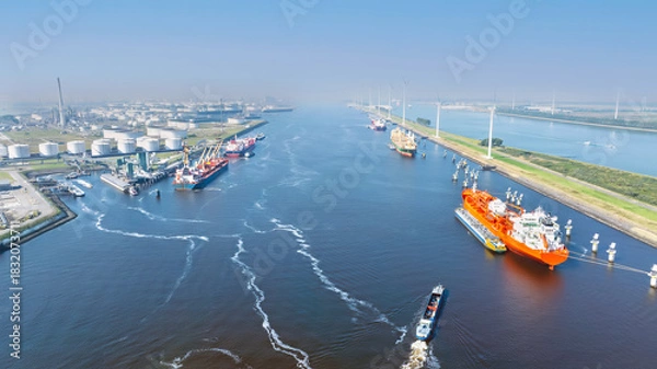 Obraz Aerial from industry in the harbor from Rotterdam in the Netherlands