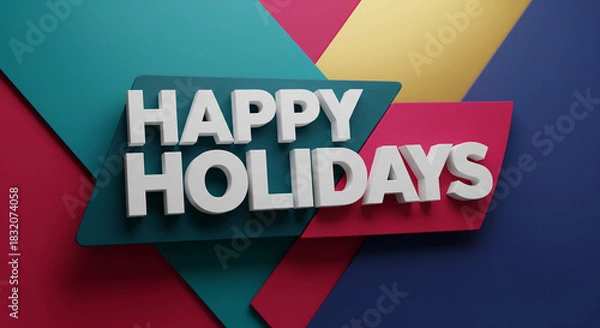 Fototapeta Happy holidays text on abstract background