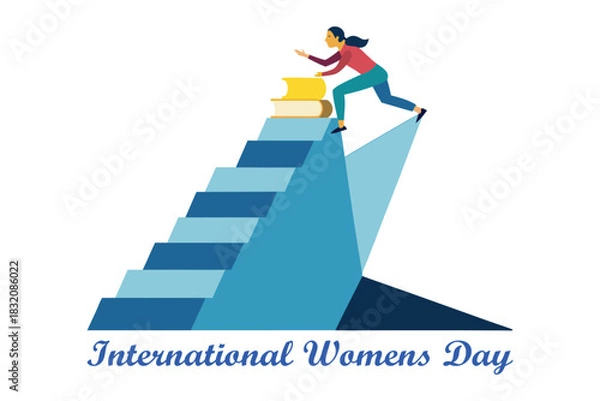 Obraz International Women’s Day Book Cliff Climbing Vector