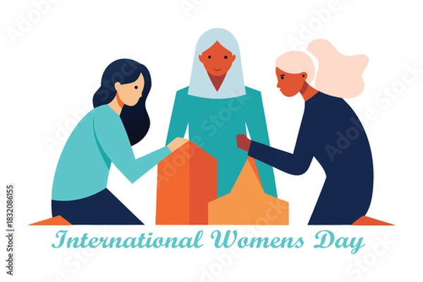 Obraz International Women’s Day Collaborative Diverse Builders Vector