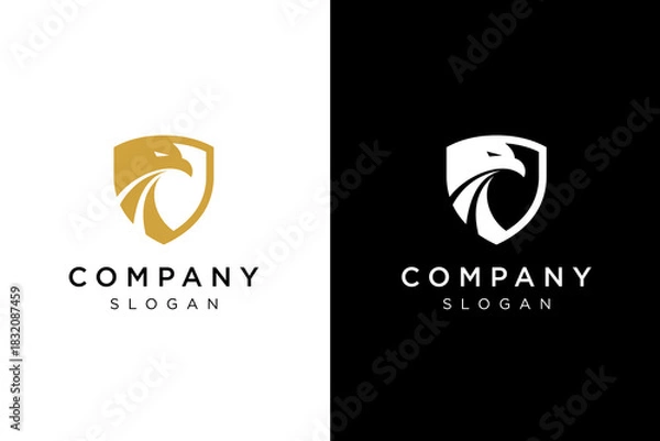 Fototapeta eagle head logo design blends with shield