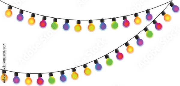 Obraz Seamless colorful lights on chain pattern on transparent background