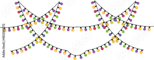 Obraz Seamless colorful lights on chain pattern on transparent background