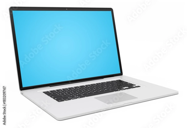 Fototapeta Modern silver laptop 3D rendering